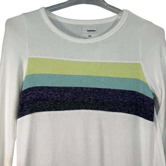Sonoma Womens XS Rayon/Polyester/Spandex Colorblock Long Sleeve Top - Picture 3 of 5